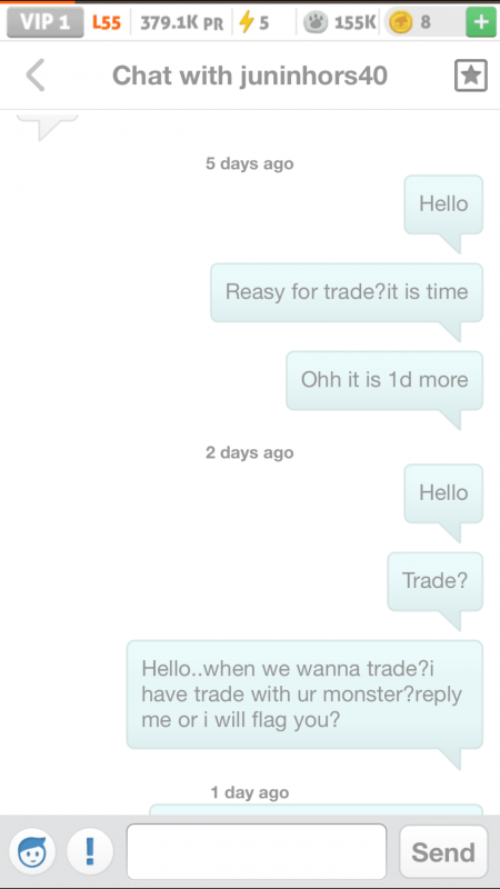 Try to contact him whie trade is coming