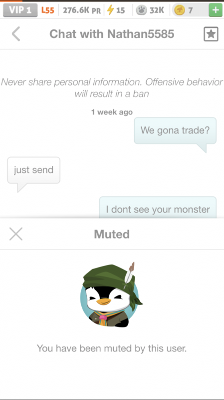 went to message him about our trade since it’s been so long and he muted me 
